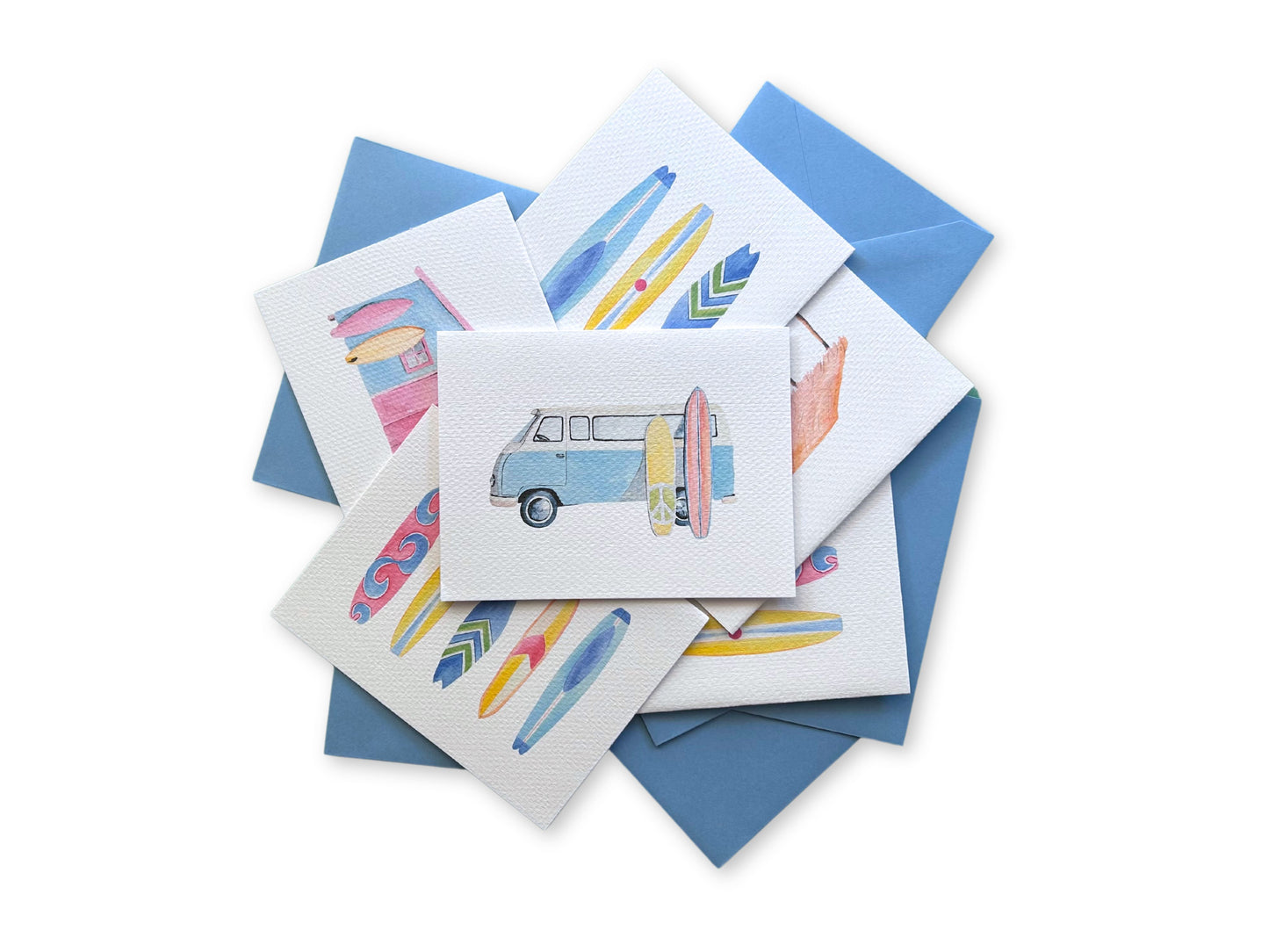 Surfing Watercolor Note Card Set (6 assorted designs)