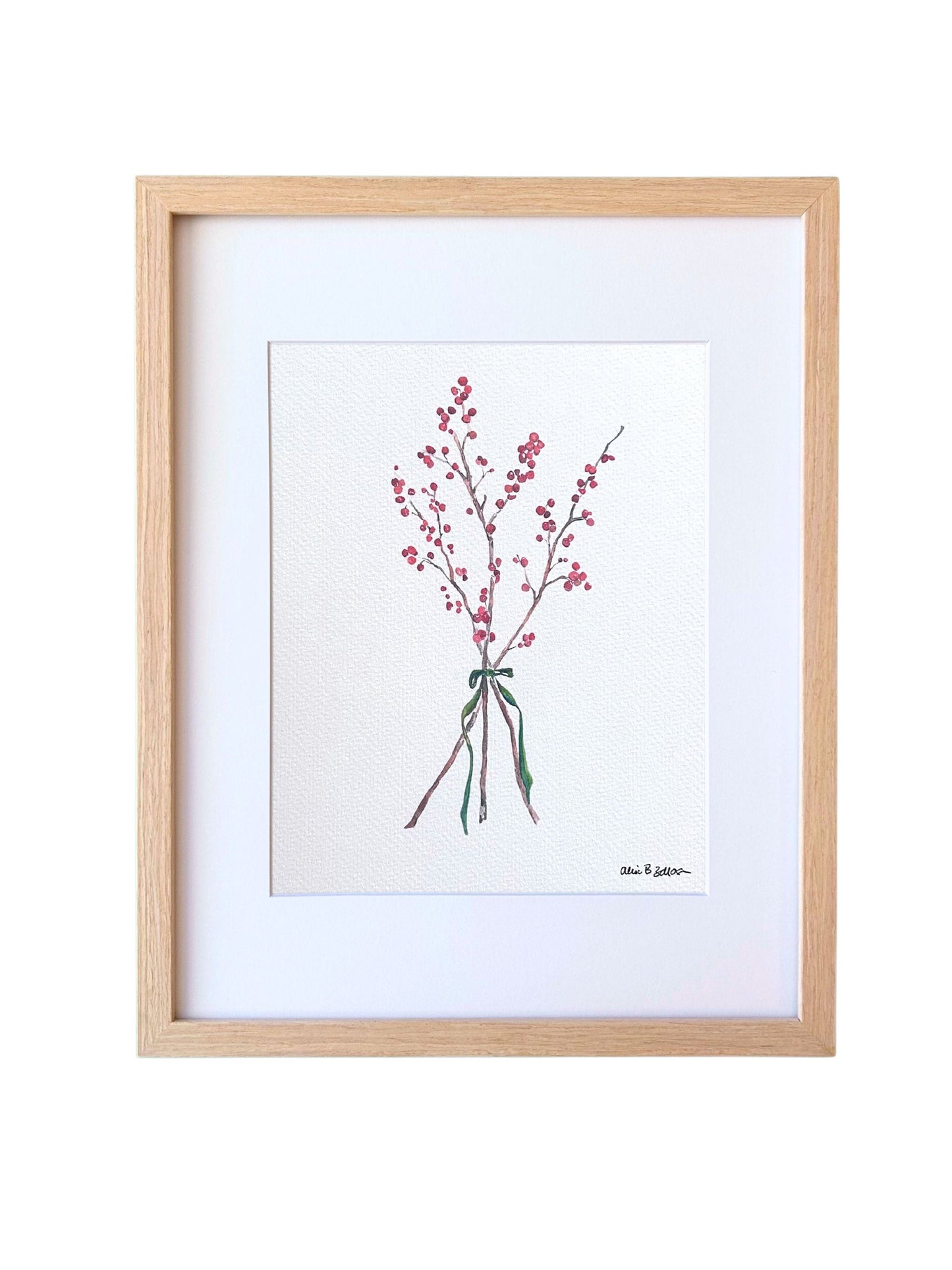 Winter Berries Holiday Watercolor Art Print