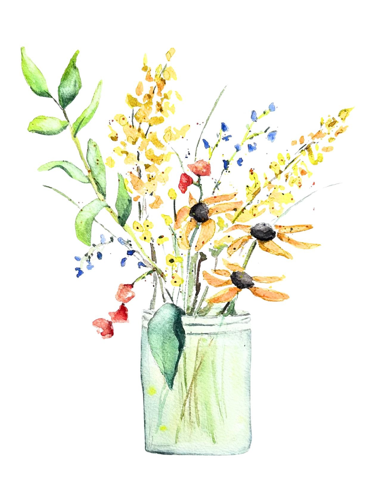Wild Flowers Watercolor Note Card Set - Assorted Designs
