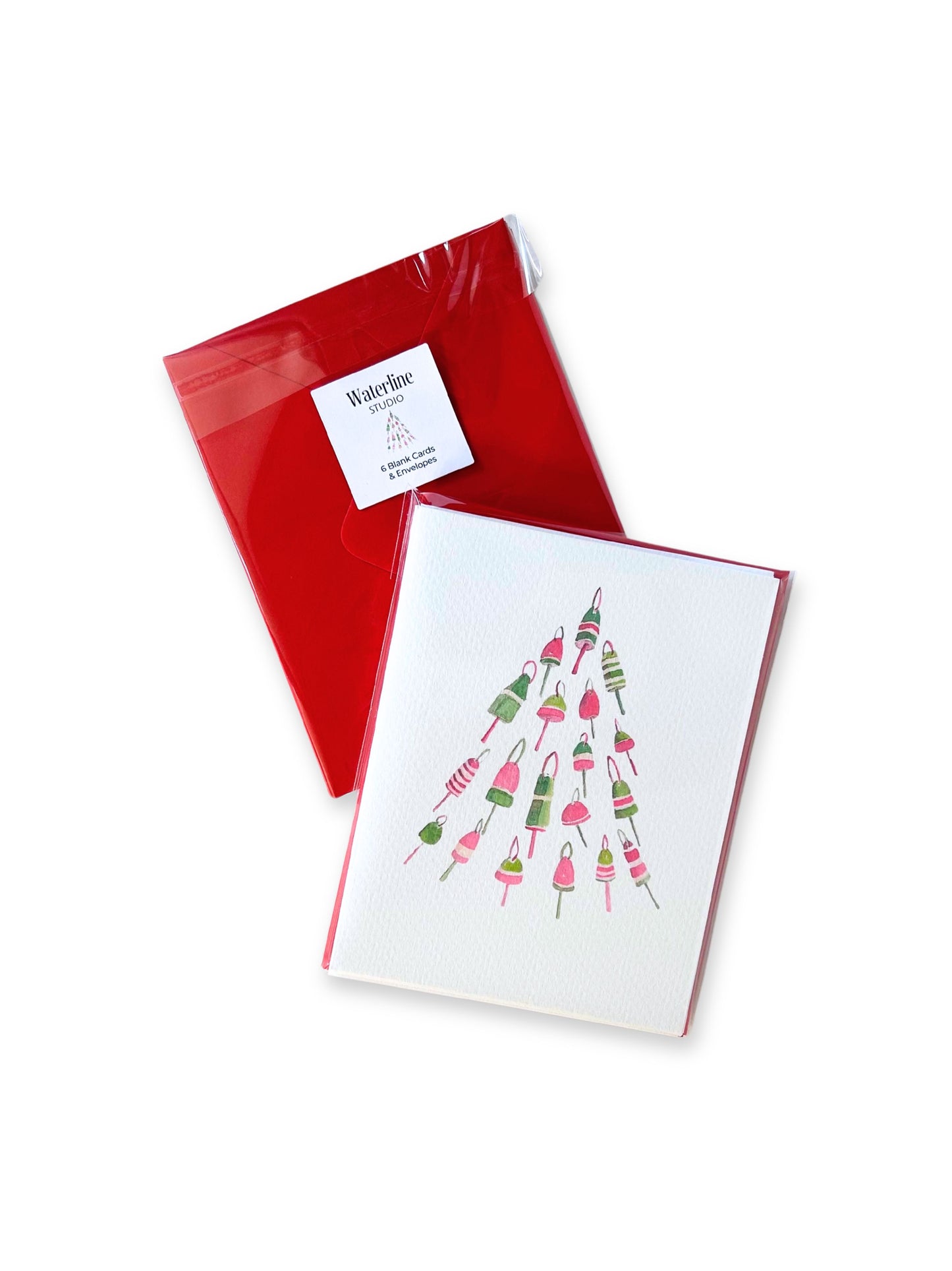 Lobster Buoy Tree Holiday Watercolor Note Card Set