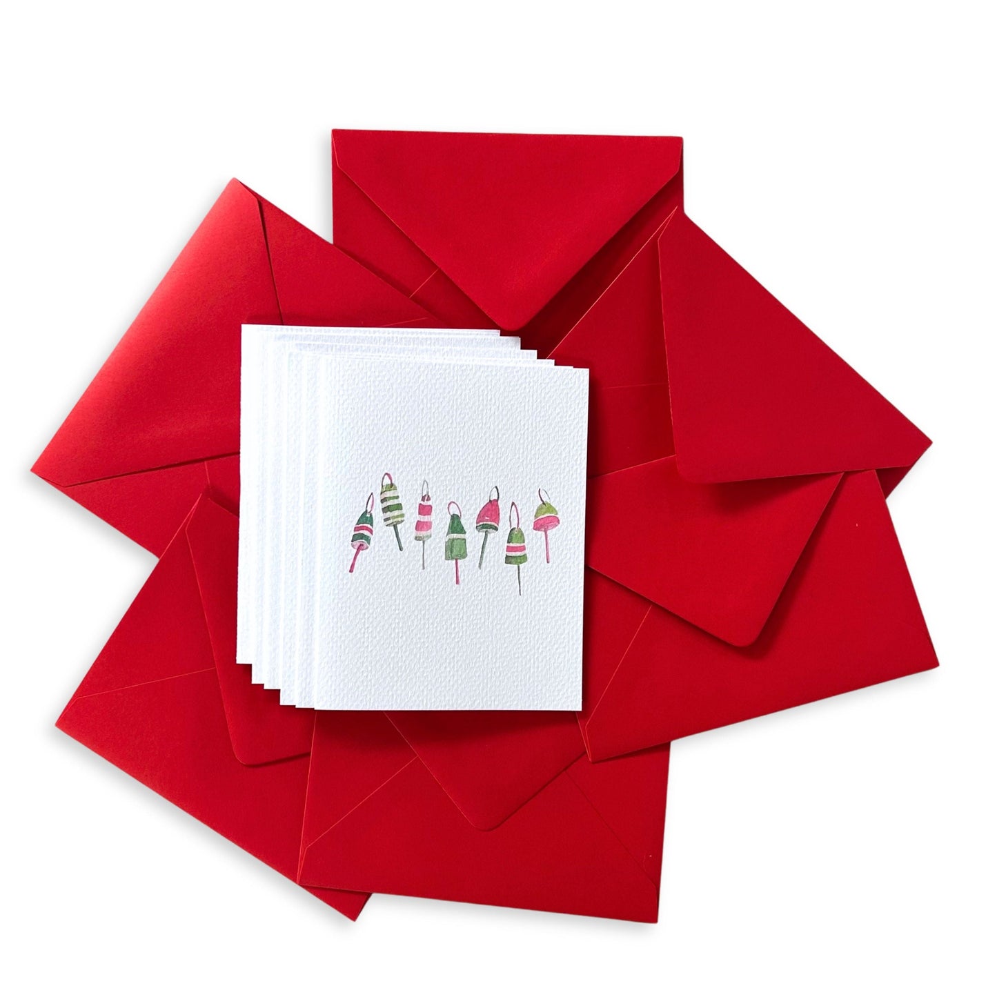 Hanging Lobster Buoys Holiday Watercolor Note Card Set